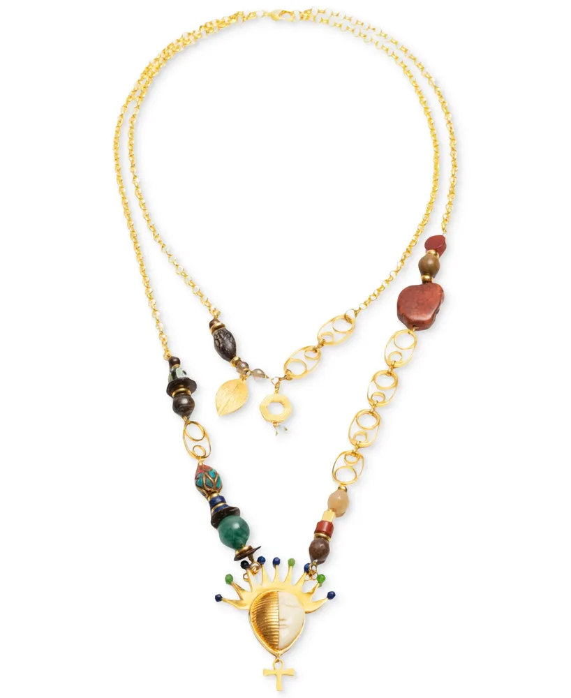 Nectar Nectar New York 18k Gold-Plated Chezerah Two-Row Gemstone Statement 32" Necklace