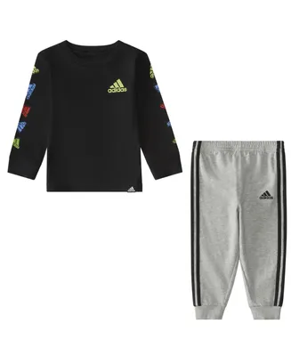 adidas Baby Boys Long Sleeve Shirt and Joggers, 2 Piece Set