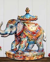 Designocracy Carousel Elephant Christmas Door Decor Wooden Wall Decor G. DeBrekht