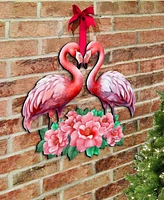 Designocracy Holiday Wall Decor Door Decor Flamingos in Love Wooden G. DeBrekht