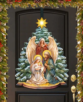 Designocracy Holy Family Nativity Christmas Wooden Door Decor Wall Decor G. DeBrekht