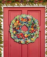 Designocracy Holiday Wooden Door Decor Wall Decor Summer Harvest Fruit Wreath G. DeBrekht