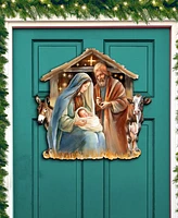 Designocracy Born Under Bright Star Nativity Christmas Wooden Door Decor G. DeBrekht