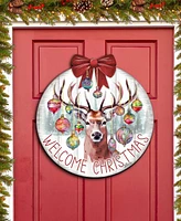 Designocracy Welcome Christmas Wooden Door Decor Welcome Sign Hanging Decoration G. DeBrekht