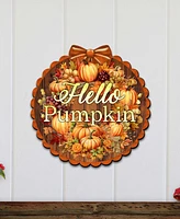 Designocracy Holiday Wooden Door Decor Welcome Sign Hello Pumpkin G. DeBrekht