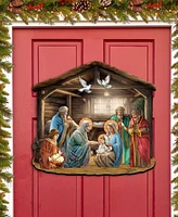 Designocracy Nativity Scene Christmas Wooden Door Hanger Door Decor G. DeBrekht
