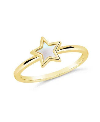Sterling Forever Genuine Mother of Pearl Star Bez Ring