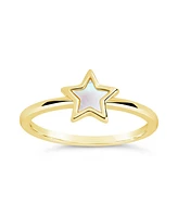 Sterling Forever Genuine Mother of Pearl Star Bez Ring