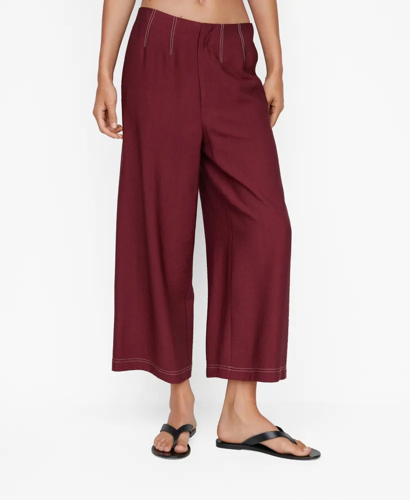 Scarlet Red Linen Ankle Pants by RIB for rent online | FLYROBE