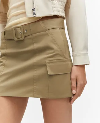 Mango Women's Belted Cargo Mini Skirt