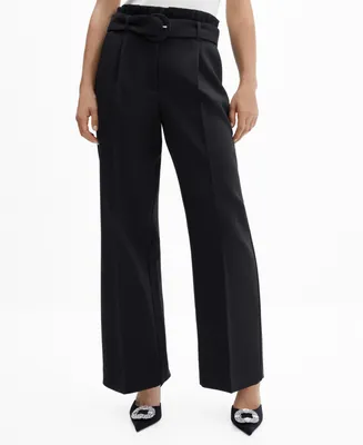 Mango Women's Belted Paper Bag Trousers