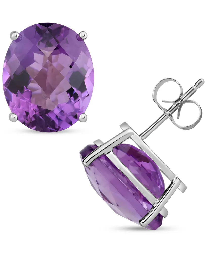 Amethyst Oval Stud Earrings (8 ct. t.w.) in 14k White Gold