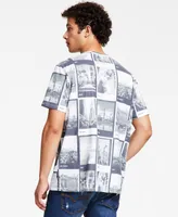 Guess Men's Postcard Print Short Sleeve Crewneck T-Shirt