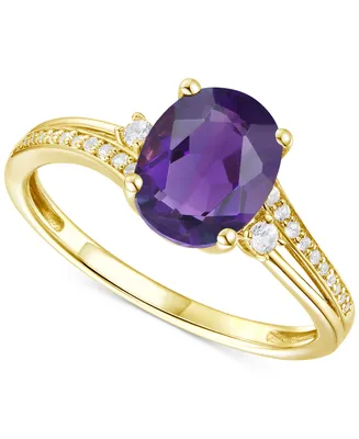 Amethyst (1-1/2 ct. t.w.) & Lab-Grown White Sapphire (1/8 Swirl Ring 14k Gold-Plated Sterling Silver (Also Additional Gemstones)