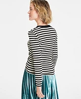 On 34th Women's Metallic Stripe Scoop-Neck T-Shirt, Created for Macy's