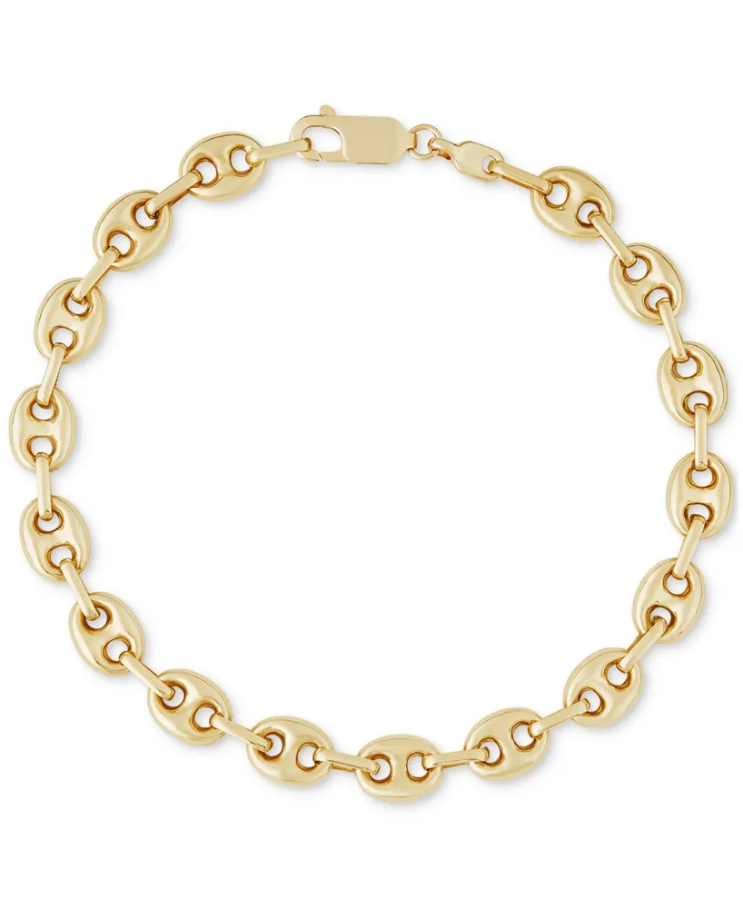 Men's Polished Mariner Link Chain Bracelet in 10K Gold
