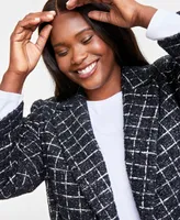 On 34th Plus Metallic Plaid Tweed Blazer, Created for Macy's