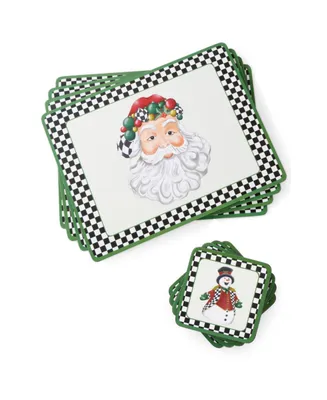 Christmas Tree Black and White Placemat and Coaster Set