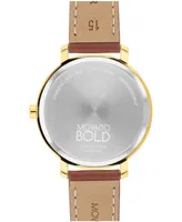 Movado Women's Bold Evolution 2.0 Swiss Quartz Cognac Leather Watch 34mm