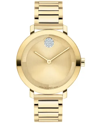 Movado Women's Bold Evolution 2.0 Swiss Quartz Ionic Plated Light Gold-Tone 2 Steel Watch 34mm