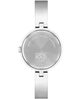 Movado Women's Bold Bangles Swiss Quartz Silver-Tone Stainless Steel Watch 28mm - Silver