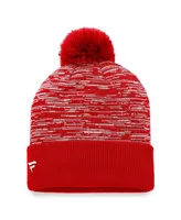 Men's Fanatics Red Calgary Flames Defender Cuffed Knit Hat with Pom