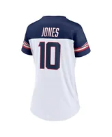 Women's Fanatics Mac Jones White New England Patriots Athena Name and Number V-Neck Top