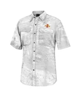 Men's Colosseum White Iowa State Cyclones Realtree Aspect Charter Full-Button Fishing Shirt