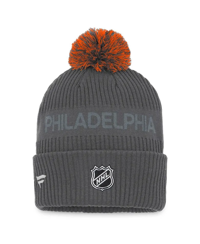 Men's Fanatics Charcoal Philadelphia Flyers Authentic Pro Home Ice Cuffed Knit Hat with Pom