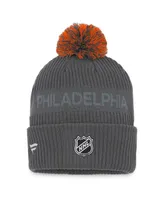 Men's Fanatics Charcoal Philadelphia Flyers Authentic Pro Home Ice Cuffed Knit Hat with Pom