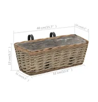 vidaXL Balcony Planter 2 pcs Wicker with Pe Lining 15.7"