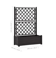 vidaXL Garden Planter with Trellis 39.4"x16.9"x55.9" Pp Anthracite