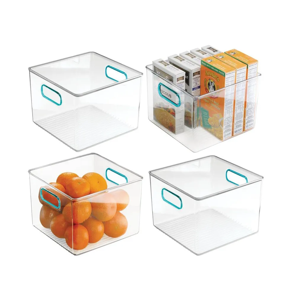 mDesign Small Plastic Kitchen Storage Container Bin with Handles, 2 Pack,  Clear