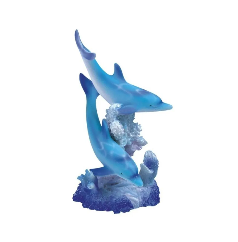 Marine Life Two Dolphin Design & Seashell Figurine Statue