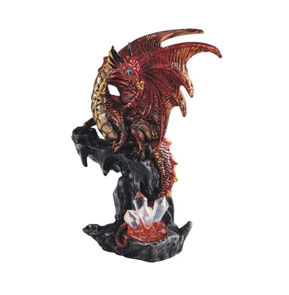 Dragon Guarding Faux Crystal Cave Statue Fantasy Decoration