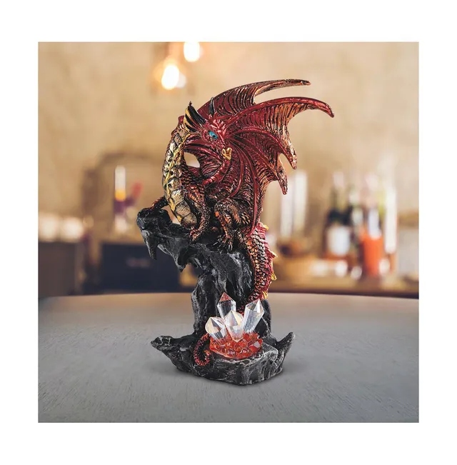 Dragon With Led Faux Crystal Stone Statue Fantasy Decoration