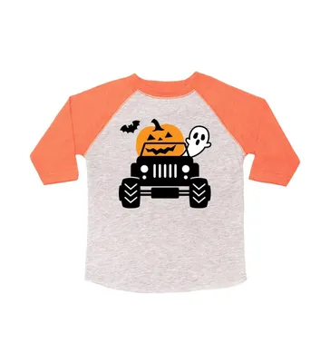 Sweet Wink Toddler Boys Pumpkin Monster Truck Halloween 3/4 Shirt