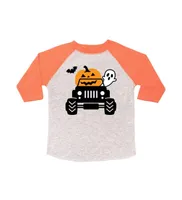 Sweet Wink Toddler Boys Pumpkin Monster Truck Halloween 3/4 Shirt