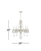 Kathy Ireland Chateau de Conde Antique Rubbed White Chandelier Lighting 26" Wide French Clear Crystal 5-Light Fixture for Dining Room House Foyer Entr