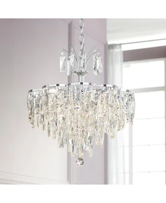 Vienna Full Spectrum Villette Chrome Small Pendant Chandelier Lighting 20 1/4" Wide Luxury Led Crystal for Dining Room House Foyer Entryway Kitchen Be