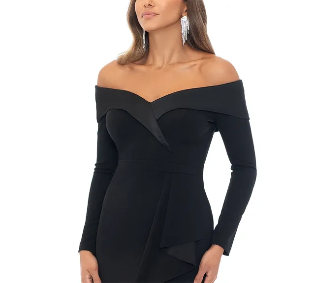 XSCAPE Off-The-Shoulder Scuba-Crepe Gown - Macy's