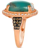 Le Vian Peacock Aquaprase (7-3/4 ct. t.w.) & Diamond (1/2 ct. t.w.) Halo Statement Ring in 14k Strawberry Gold