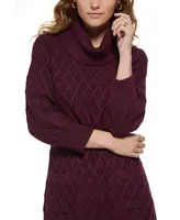 Jessica Howard Women's Cowlneck Diamond-Patterned Sweater Dress