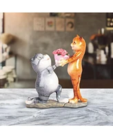 Fc Design 6.75"H Cat Present Flowers to Lover Statue Fantasy Decoration Figurine Home Decor Perfect Gift for House Warming, Holidays and Birthdays