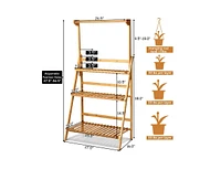 3 Tiers Bamboo Hanging Folding Plant Shelf Stand