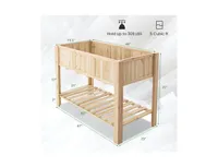 47 Inch Wooden Raised Garden Bed with Bottom Shelf and Bed Liner