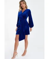 Quiz Women's Velvet Wrap Sash Bodycon Dress