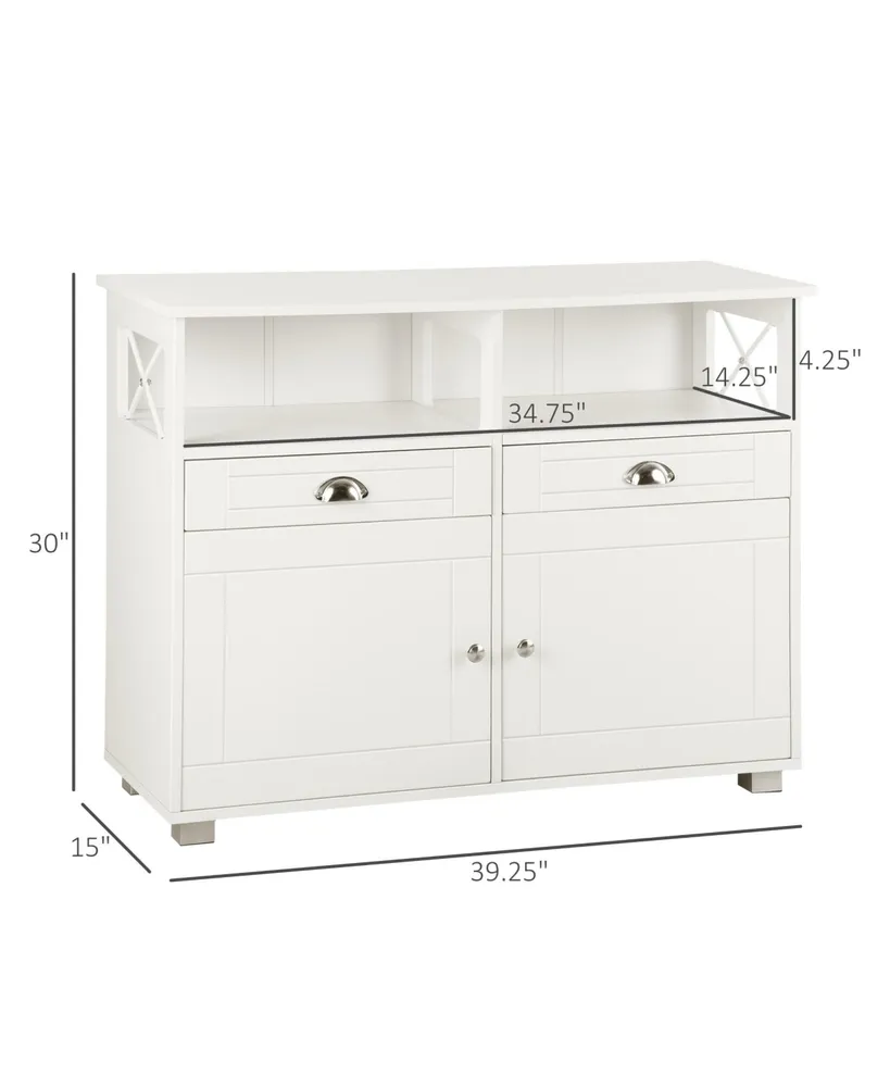 Homcom Sideboard Table Storage Cabinet with Large Tabletop and 2 Cabinets, White