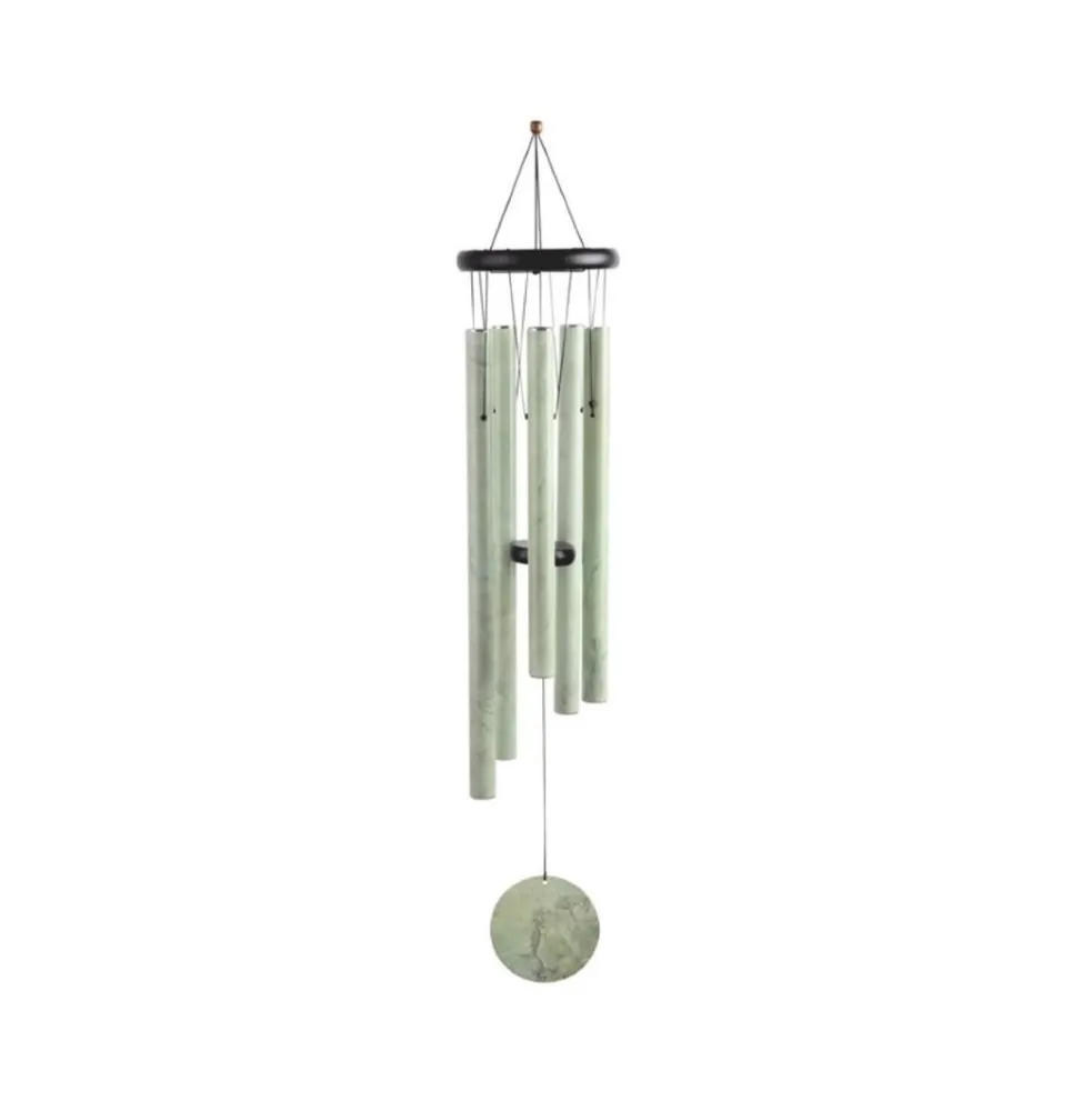 36" Long Wooden Top Wind Chime with Leaf Print Tube