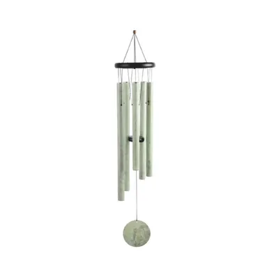 36" Long Wooden Top Wind Chime with Leaf Print Tube